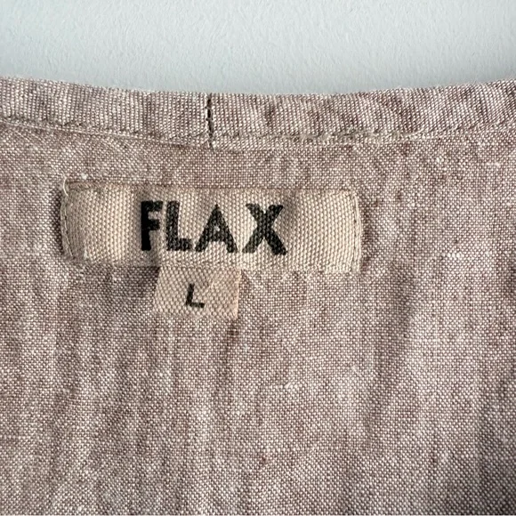 FLAX 100% Linen Oversized V-Neck Tunic Top L Lagenlook Bohemian Long Sleeves - Picture 10 of 14